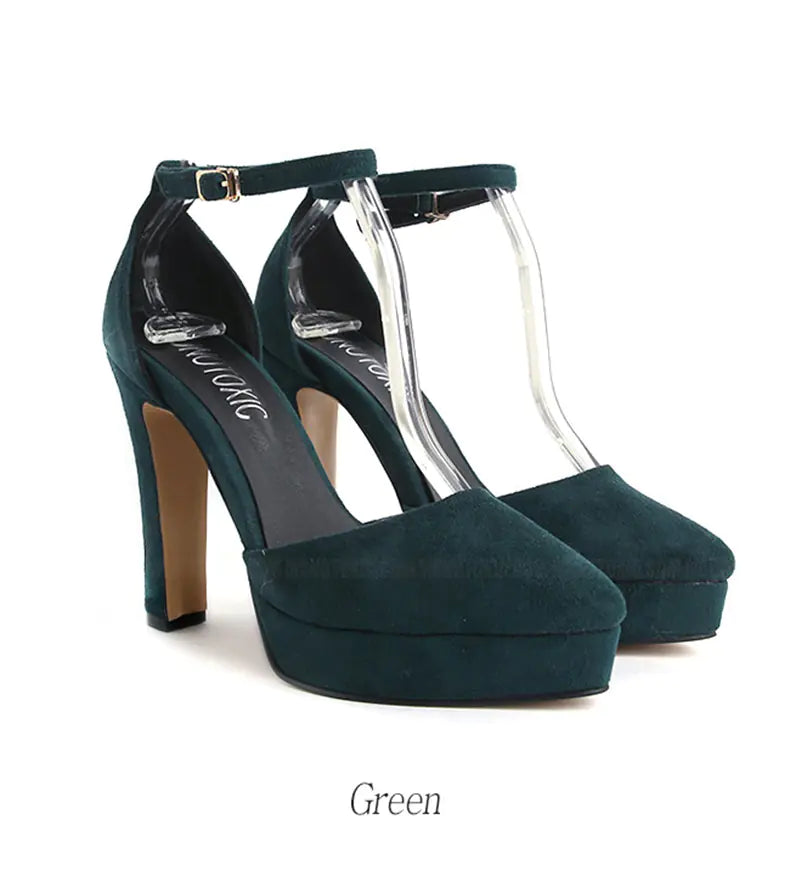 New Korean Style Pointed Toe Chunky Heels for Women