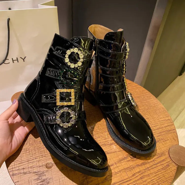 Women's British Style Martin Boots with Belt Buckle