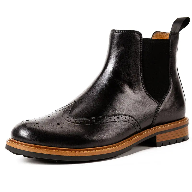Men's High-Top Leather Boots - Retro British Style