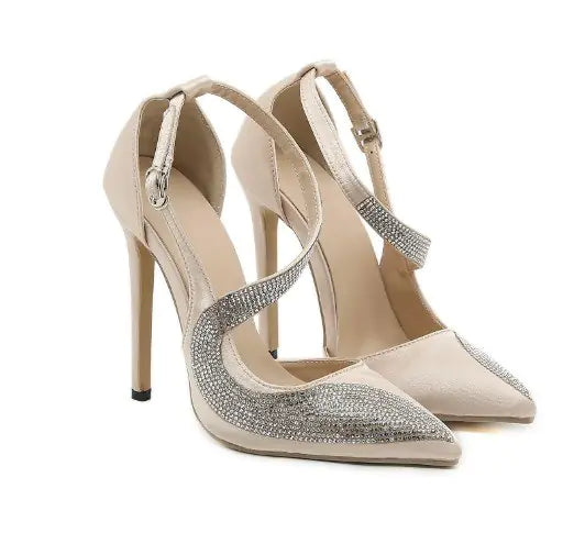 Rhinestone High Heels - Super High Fashion Footwear
