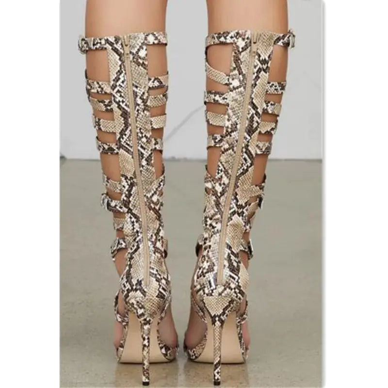 Summer Roman Style Colorful Snakeskin High Heels Sandals