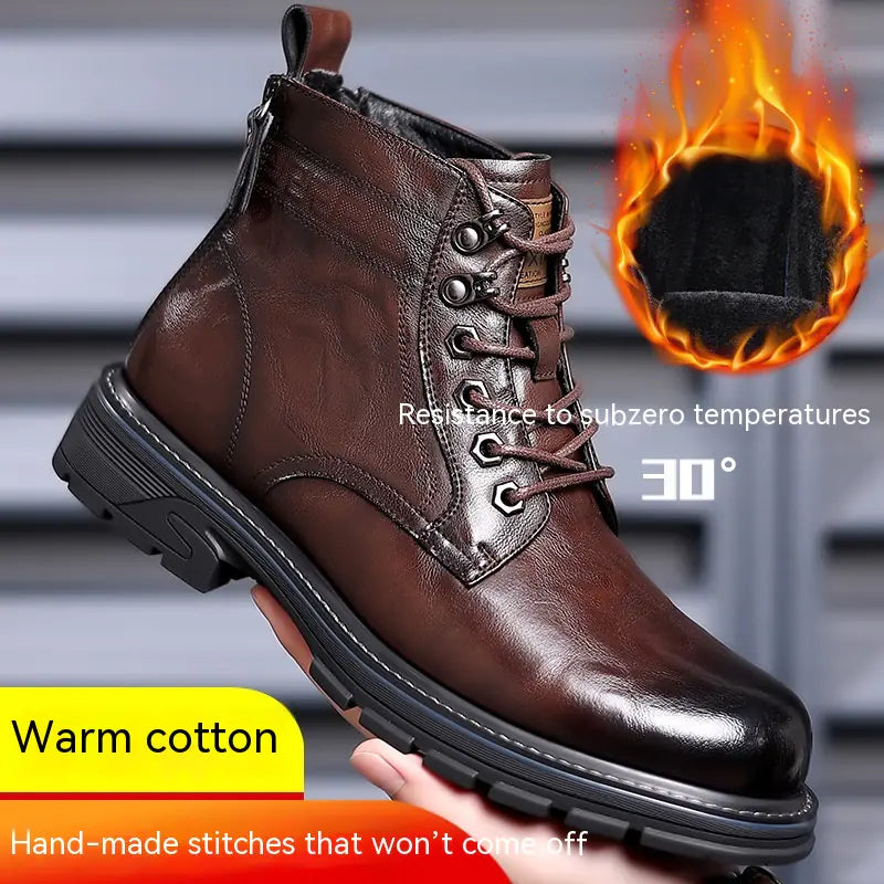 Men's Vintage Fleece-lined Leather Outdoor Boots